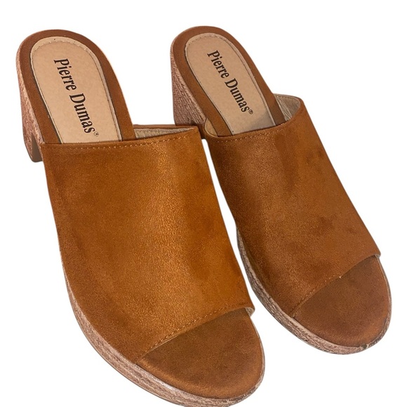 Pierre Dumas Women’s Suede Clogs Cognac/BRN and Natural Size 8-1/2* - Picture 3 of 10